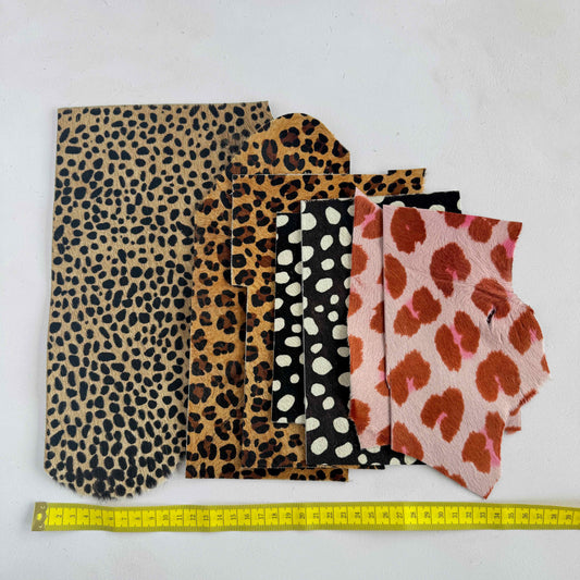 Leopard Print - Hair on Hide Leather Scraps
