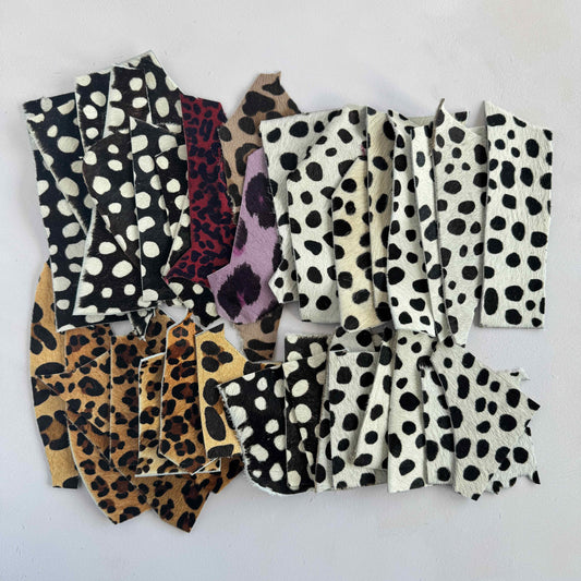 Leopard Print - Hair on Hide Leather Scraps